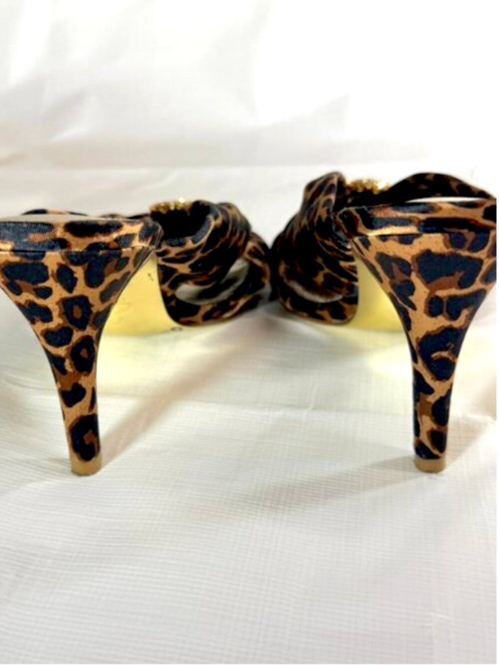 Adrianna Papell "Elani" Leopard Print Satin Open-Toe Mules - Size 8-1/2 - Picture 5 of 9